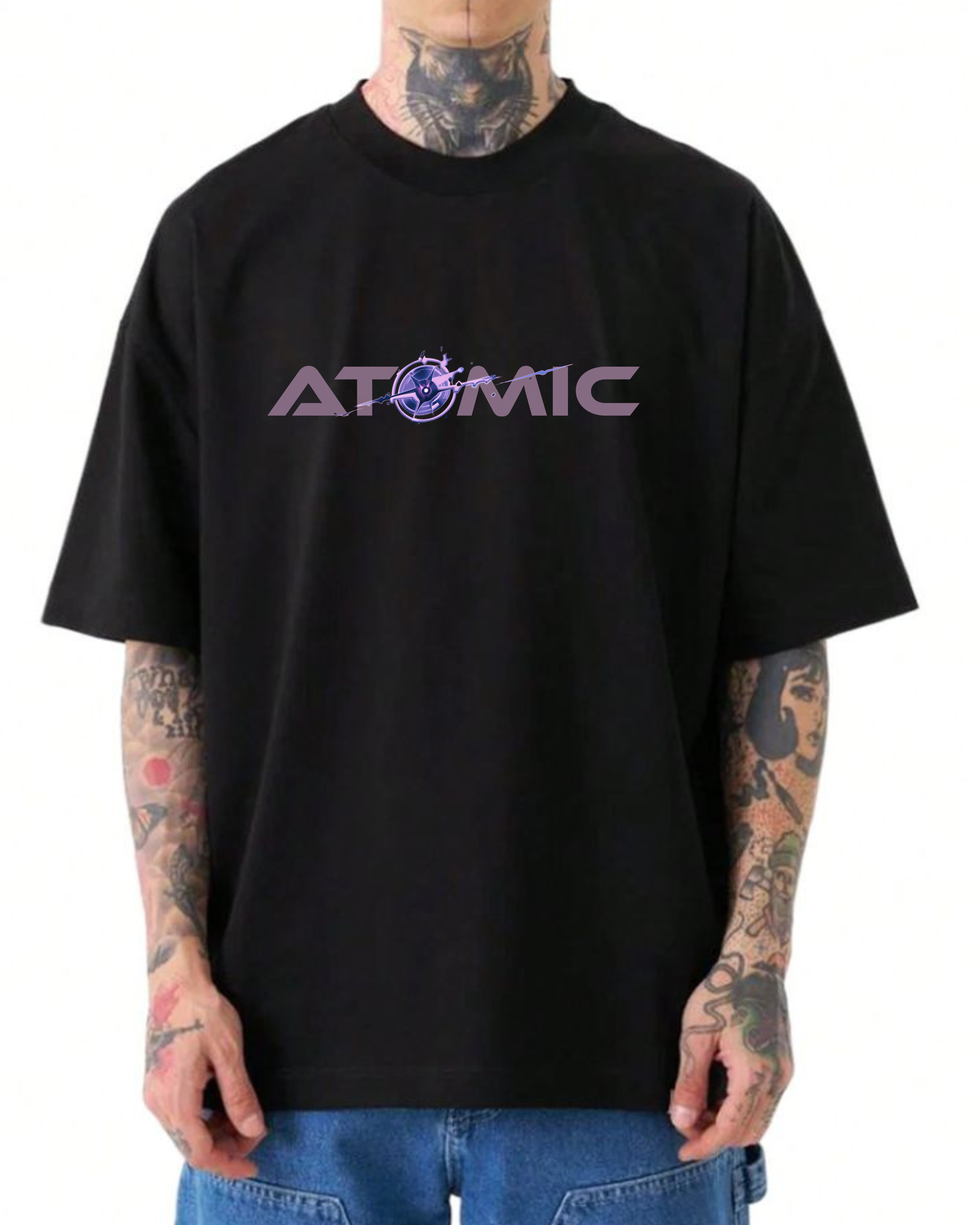 Atomic Anime Streetwear Oversized Black Graphic T-Shirt – Front & Back Print