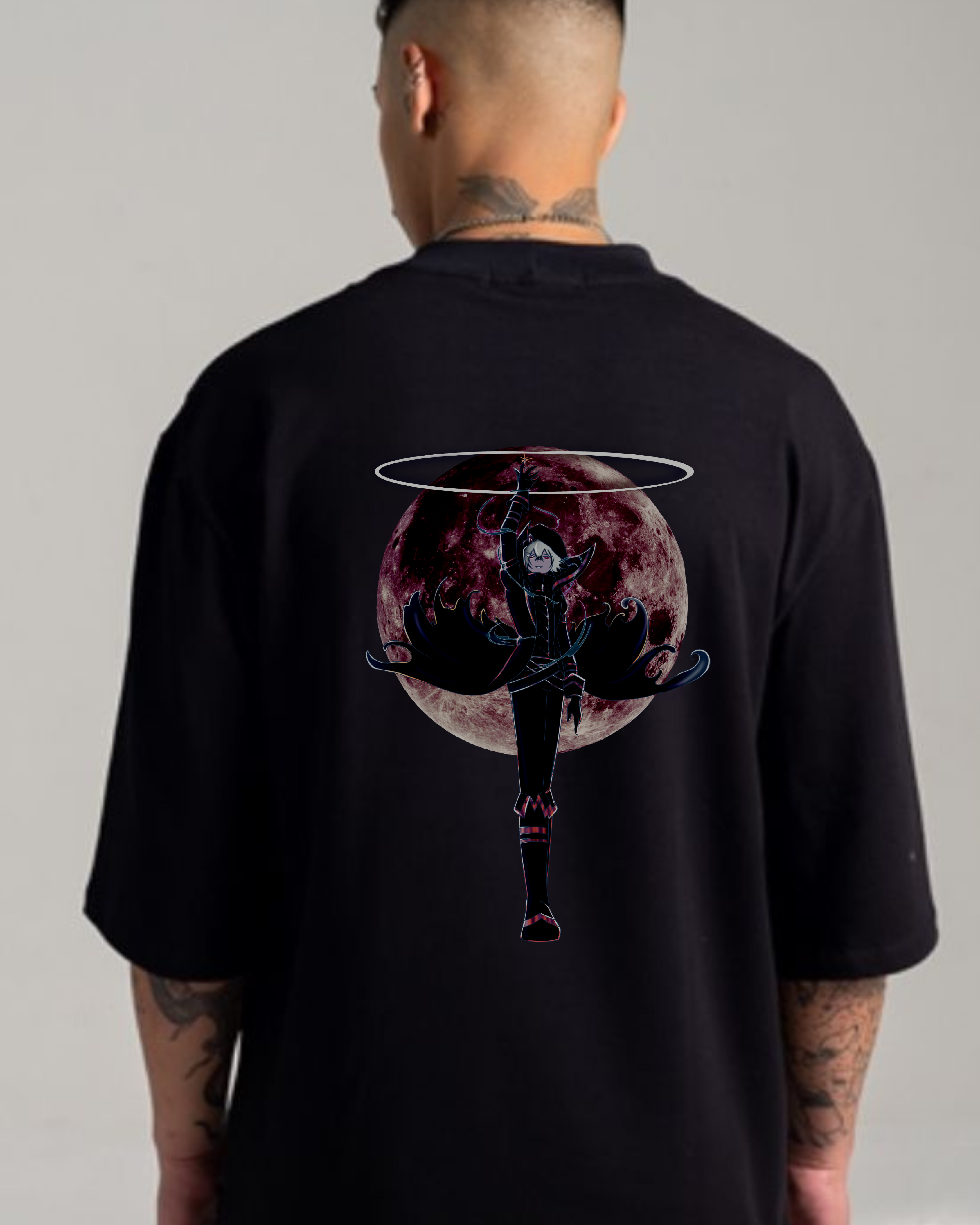 Atomic Anime Streetwear Oversized Black Graphic T-Shirt – Front & Back Print